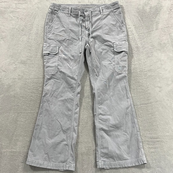 American Eagle Cargo Pants Women's 16‎ Classic Bootcut Drawstring Y2K Boho Retro - Picture 1 of 14